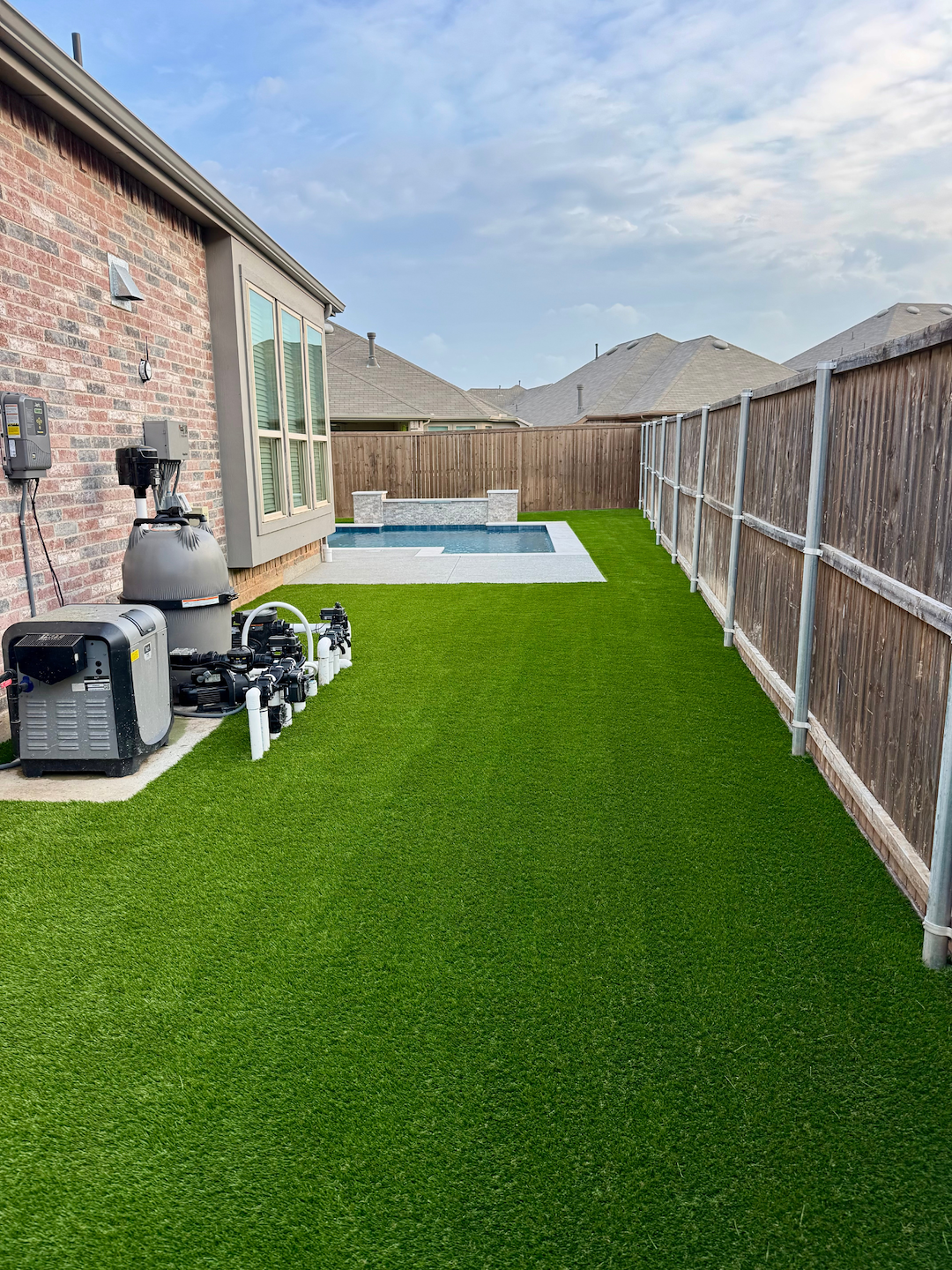 Backyard Poolside & Sideyard Artificial Turf Installation in Little Elm, Texas